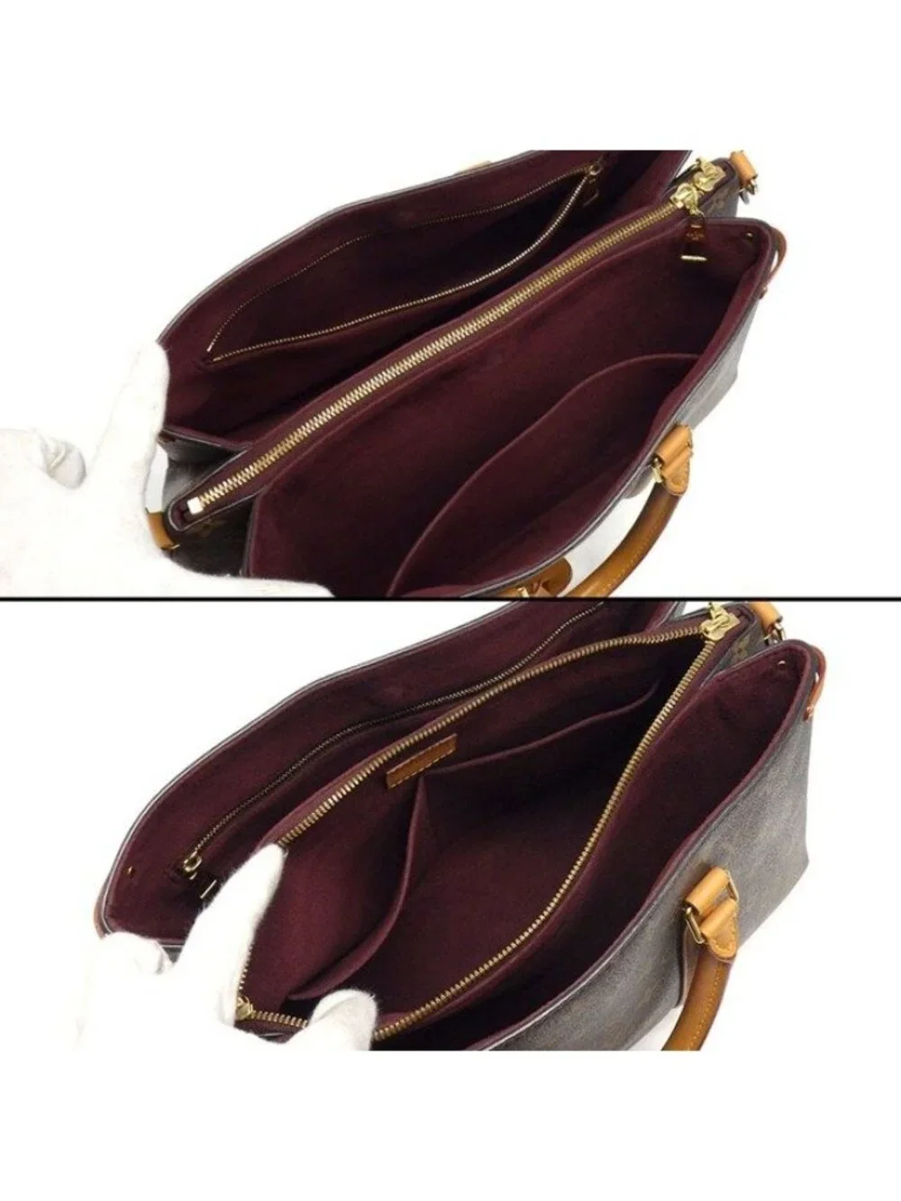 Louis Vuitton Handbag Soufflo MM Brown Monogram Canvas Leather Gold